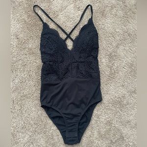 White fox boutique black lace bodysuit